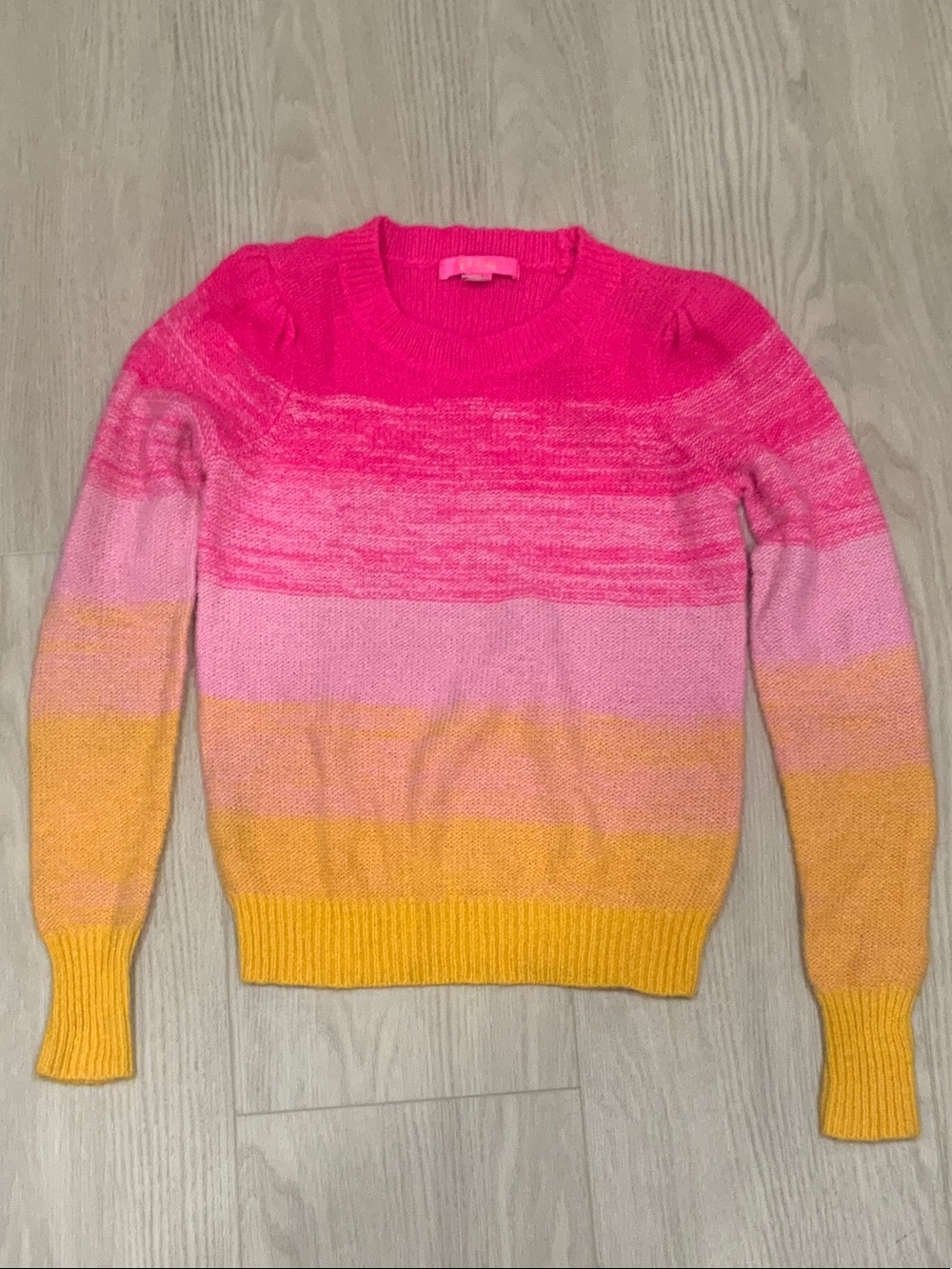 Women’s Crewneck Ombre Stripe Sweater - Pink, Yellow
